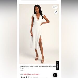 Lulu's Lovely Hours White Ruffled Sleeveless Swiss Dot Midi Dress